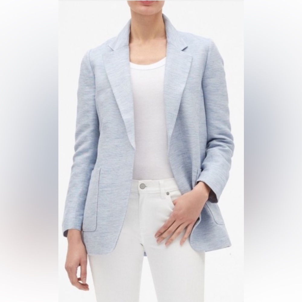 Chic Blue and White oversized Women's Blazer